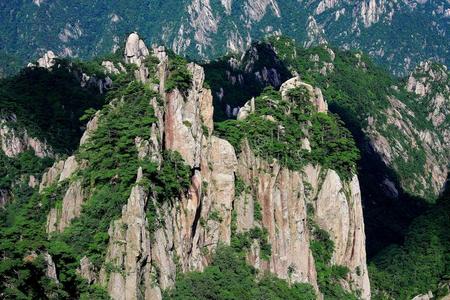 岩石 徒步旅行 黄山 颜色 高的 危险 雕塑 小山 全景