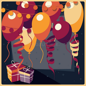 生日背景带礼物和气球
