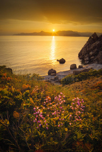 天空 黄昏 夏天 太阳 傍晚 早晨 暴露 海景 岩石 克里米亚