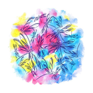 美丽的 绘画 自然 蝴蝶 要素 艺术 卡片 墨水 蜻蜓 颜色