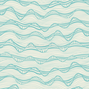 无缝抽象手绘波浪图案，波浪背景。海