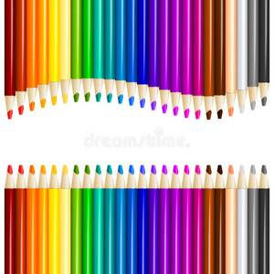 彩色铅笔排列在彩色行中