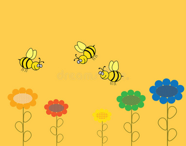 花和蜜蜂的背景
