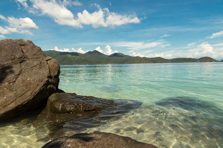 美丽的 岩石 天空 日落 海滩 夏天 码头 自然 和平 美女