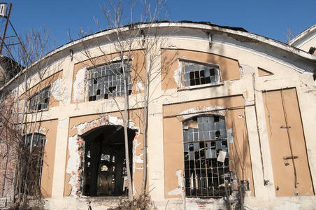 古老的 建筑学 拆毁 外观 行业 建筑 老年人 毁了 工厂
