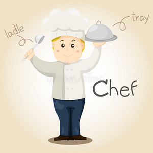 食物 托盘 插图 可爱的 制服 卡通 食欲 味道 签名 厨师