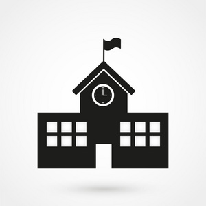 学校建筑图标黑白色背景上照片