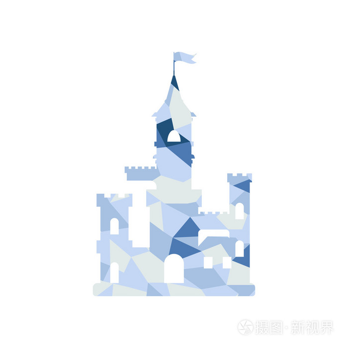 平的城堡图标,抽象的中世纪孩子城堡剪影