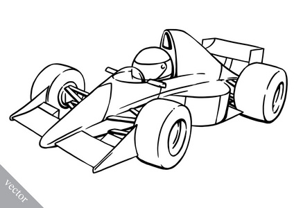 插图艺术孩子快的滑稽漫画公式竞赛车插图艺术完成线赛车背景顶部视图