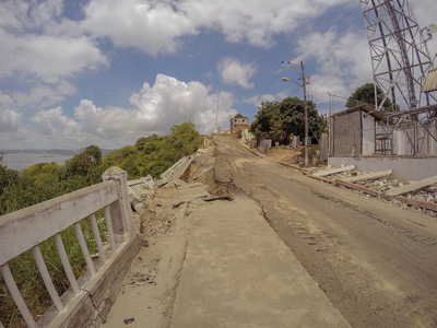 厄瓜多尔地震后开裂的道路图片