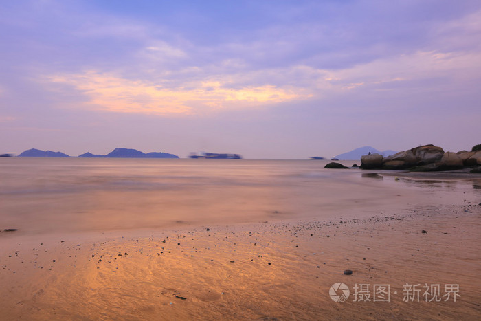 龙鼓滩海岸线的日落