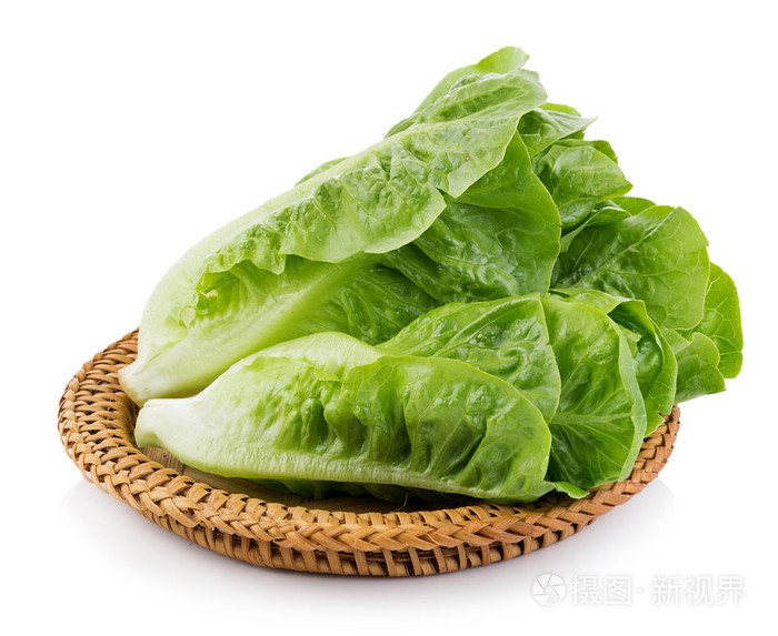 新鲜的cos生菜白色背景上