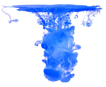 在创建抽象形状的水蓝色墨水图片