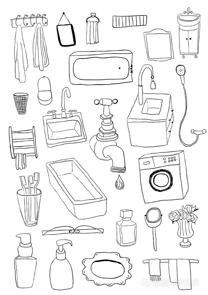 浴室的对象集插画-正版商用图片1o5onv-摄图新视界