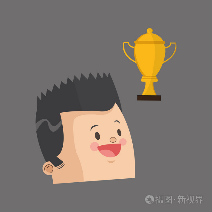 获胜者设计.成功的概念.平面插画, 矢量