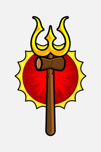 复古三叉戟的湿婆神的象征插画