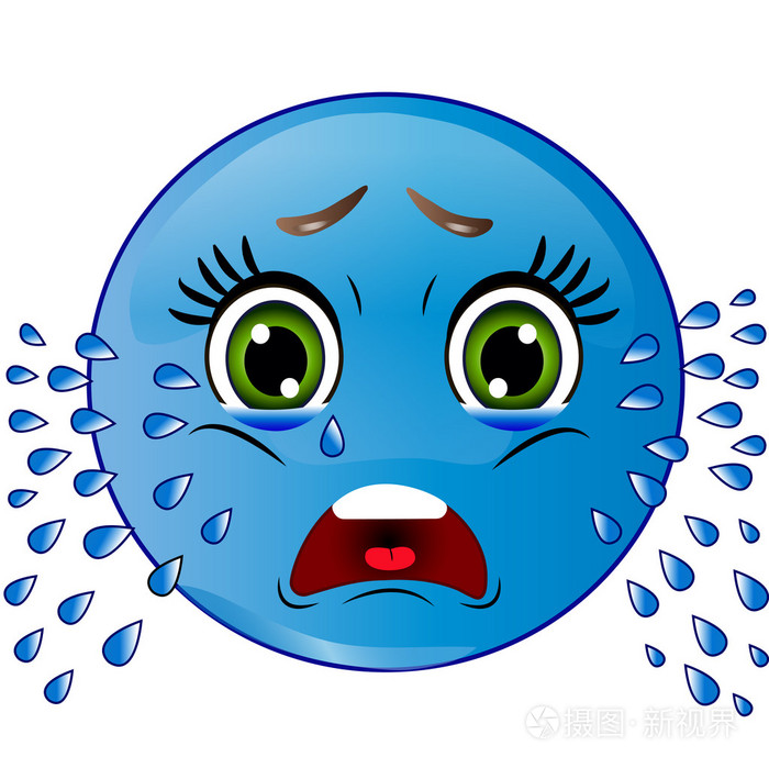 蓝色的笑脸看起来很伤心哭