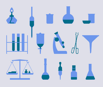 一套与化学和医药设备图标图片