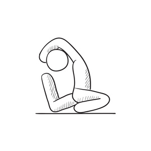 手绘风格的矢量图生活方式图标集笔线手绘女孩在瑜伽体式轻风格绘画与