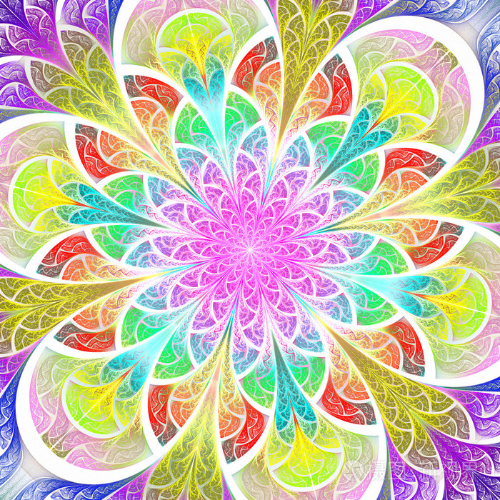 五彩的花朵图案的彩绘玻璃窗口样式你