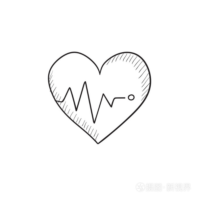 心与心电图素描图标