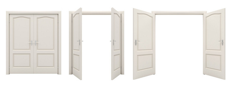孤立在白色背景上白色双开门照片