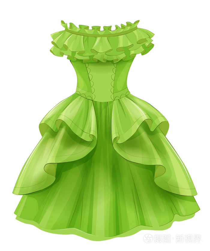 复古绿色黄色的连衣裙