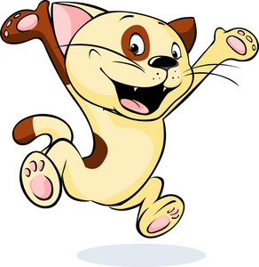 快乐和幸福的猫跳-矢量图照片