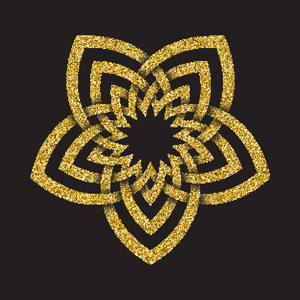 金闪闪发光符号在五角花迷宫窗体照片