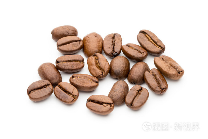 白色背景 特写 宏观上孤立的咖啡豆