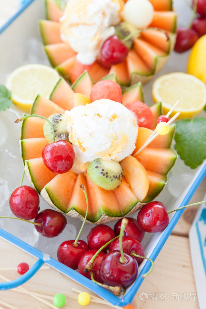 甜瓜的水果沙拉