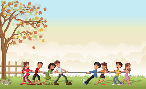 孩子们玩拔河照片