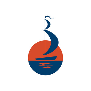 日出时的帆船剪影图片