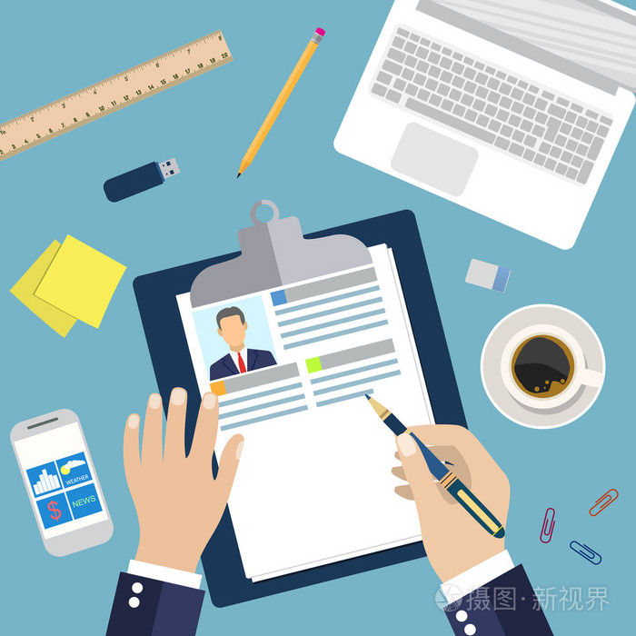 插图的简历写作的观念插画-正版商用图片1oapaz-摄图新视界