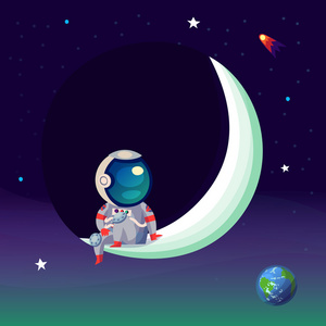 3d 插图.创意创业理念卡通符号启动概念太空飞船火箭剪纸艺术.