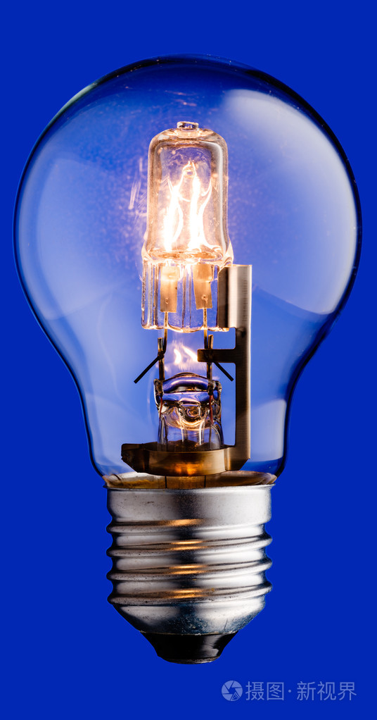 发光的卤素灯泡