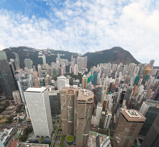 鸟瞰香港现代城市建筑背景图片