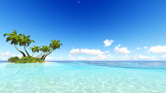 珊瑚岛屿海 3d 渲染照片