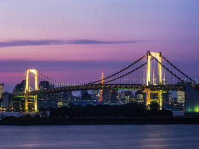 从风景秀丽的东京湾彩虹桥城市景观视点在照片