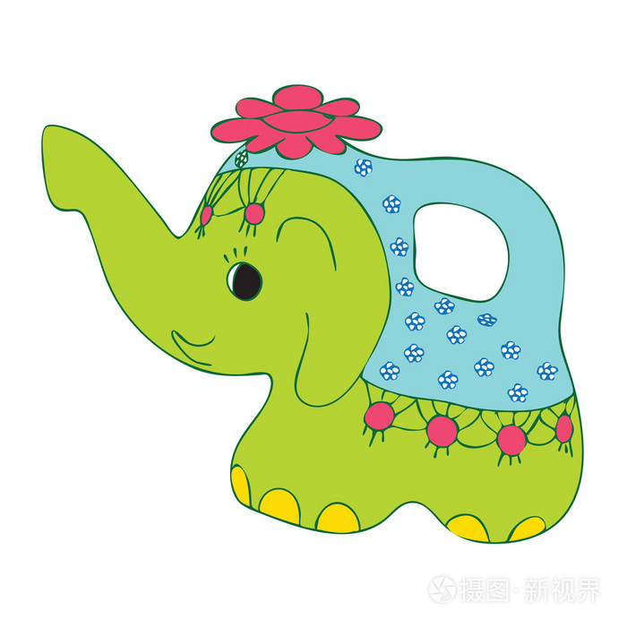 漂亮的孩子大象浇水可以