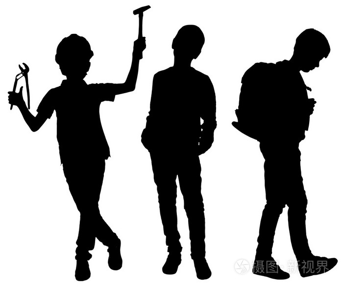 儿童的黑色剪影