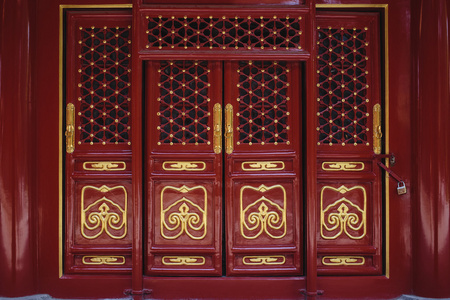 老北京风格门和窗户,在传统的风格,中国纹理照片