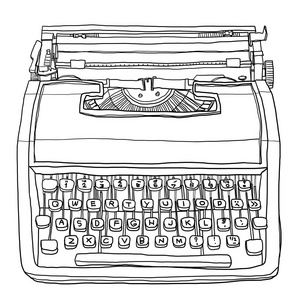 老式打字机可爱线稿图图片