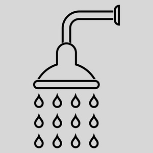 淋浴轮廓矢量图标插画