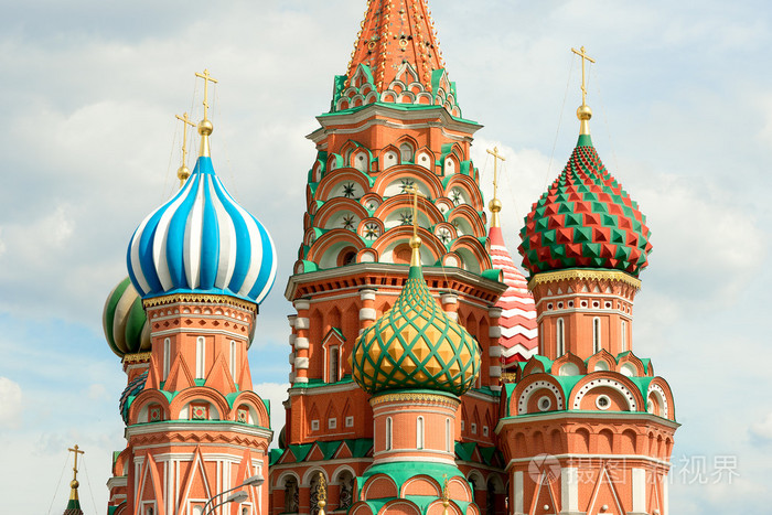 最著名的建筑地方访问和吸引力在莫斯科俄罗斯圣瓦西里大教堂彩色炮楼