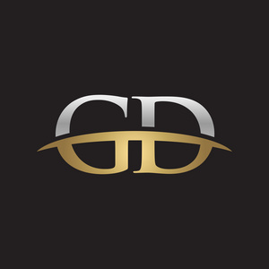 gd公司首字母 gd 金银耐克标志旋风 logo 黑色背景照片