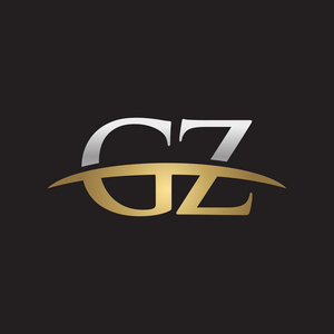 首字母 gz 银金耐克标志旋风 logo 黑色背景照片