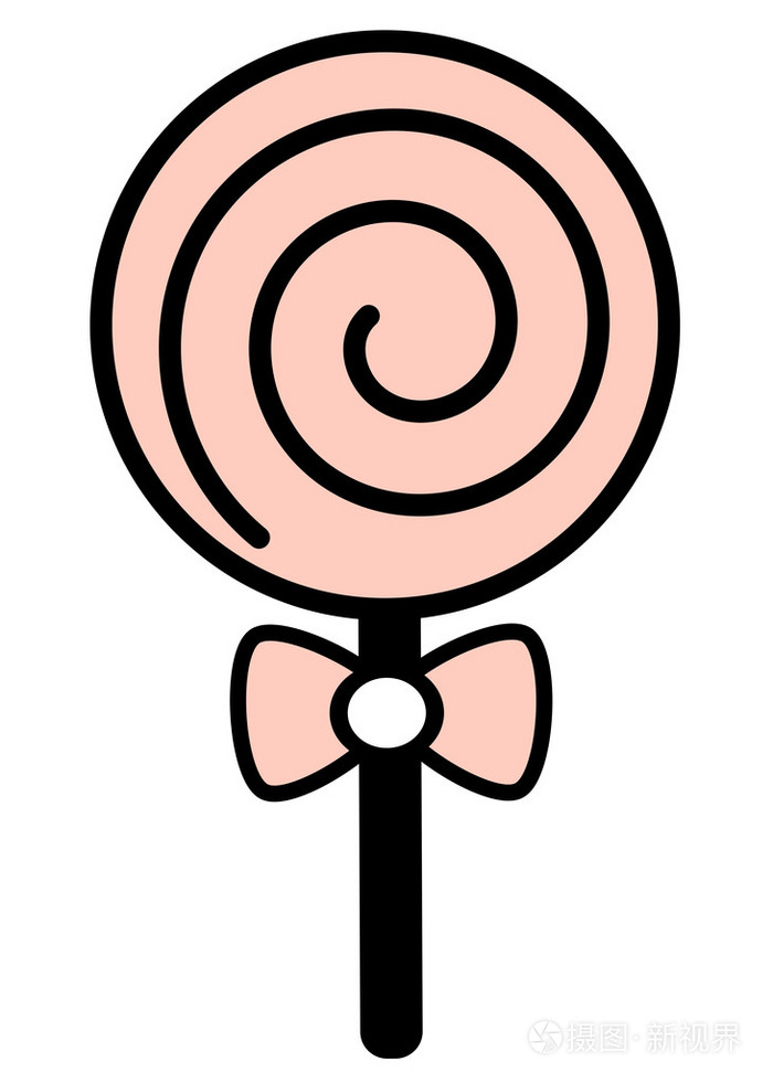 可爱的粉红色卡通棒棒糖上白色背景矢量图孤立