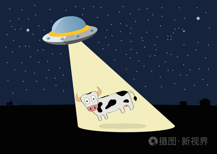 Ufo 偷牛插画 正版商用图片1od0gt 摄图新视界
