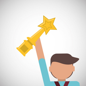 成功的设计获胜者图标平面插画矢量图形